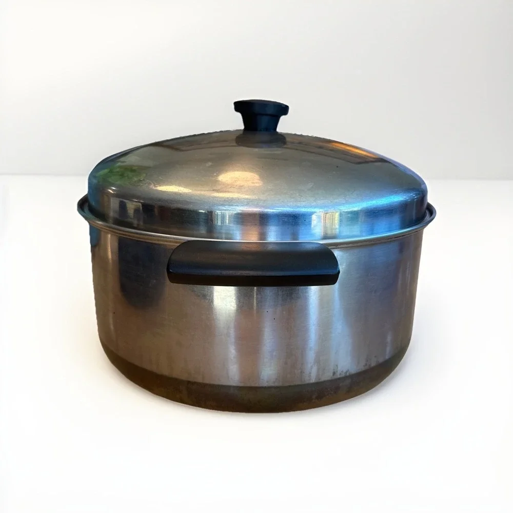 Montgomery Ward MW Ware‎ 5 Qt Copper Clad Bottom Stock Pot w Lid Vintage